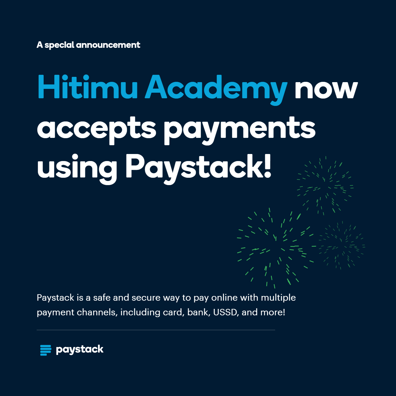 Hitimu Academy now accepts payments using Paystack